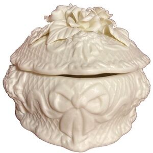 Upcycled Coquette Vintage Container Hand Poured Organic Soy Candle Three Wick